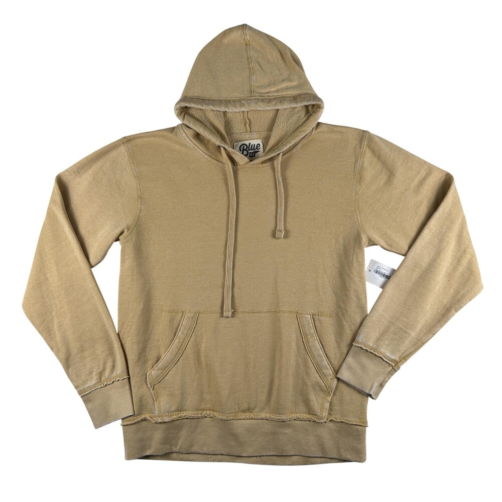 Blue 84 Hoodie Sweatshirt Womens Medium Beige Fleece Pullover Kangaroo Pocket